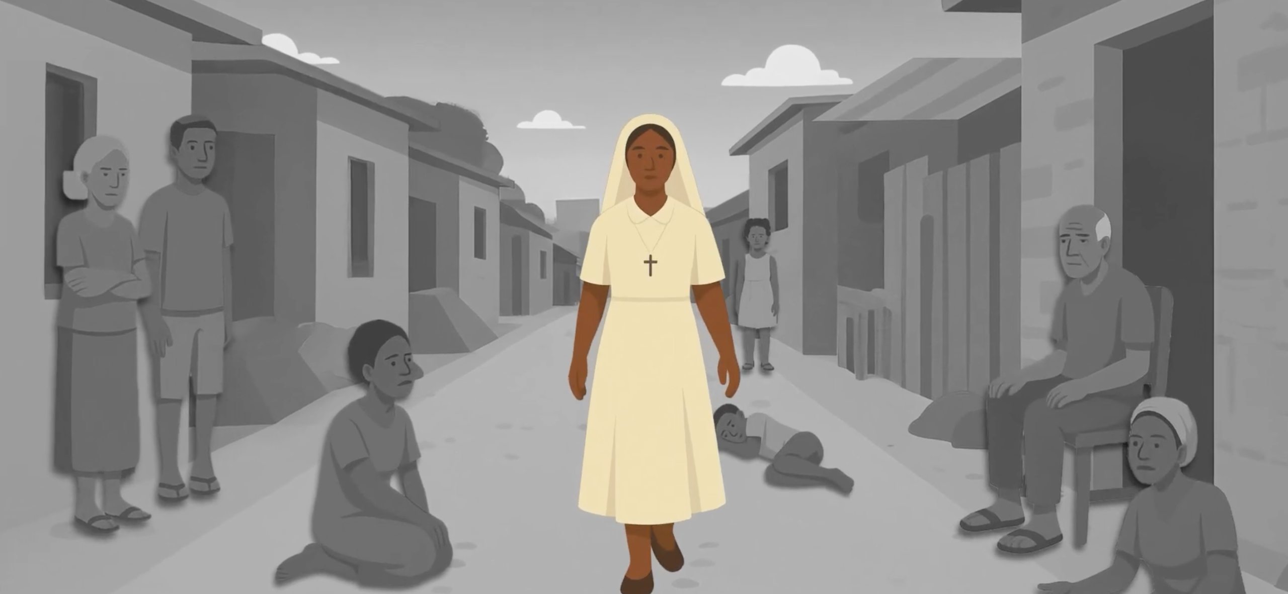 Ilustración de una Hermana Hospitalaria en Camerún